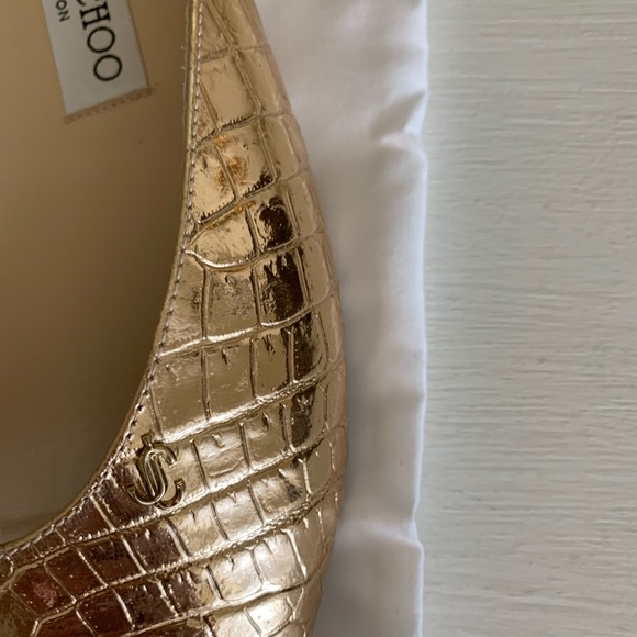 Authentic Jimmy Choo gold metallic flats 38 $550 - Picture 2 of 6